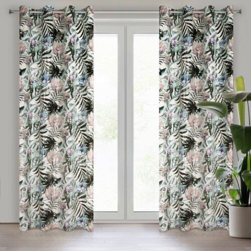 Samtvorhang mit Blumenmotiv ZKNI-01
