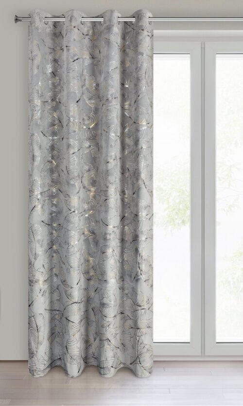 Samtvorhang mit glitzerndem Blattmotiv ZKNP-03