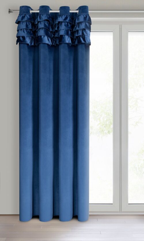 Marineblauer Blättervorhang mit Glanzfaden ZKNR-02