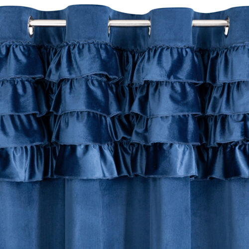 Marineblauer Blättervorhang mit Glanzfaden ZKNR-02