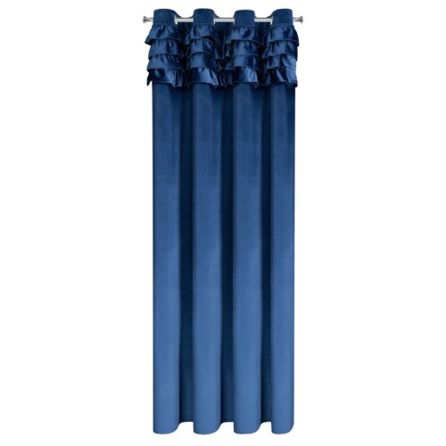 Marineblauer Blättervorhang mit Glanzfaden ZKNR-02