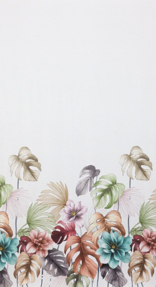 Vorhang mit buntem Blätter- und Blumenmuster ZKFK-01