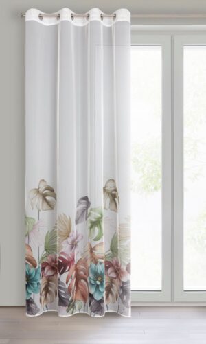 Vorhang mit buntem Blätter- und Blumenmuster ZKFK-01