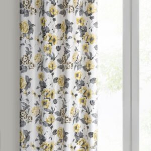 Verdunkelungsvorhang mit gelben Blumen und silbernem Druck ZKFL-01