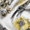 Verdunkelungsvorhang mit gelben Blumen und silbernem Druck ZKFL-01