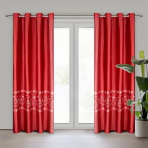 Weihnachtlicher Samtvorhang mit Weihnachtsbäumen ZKOF-19