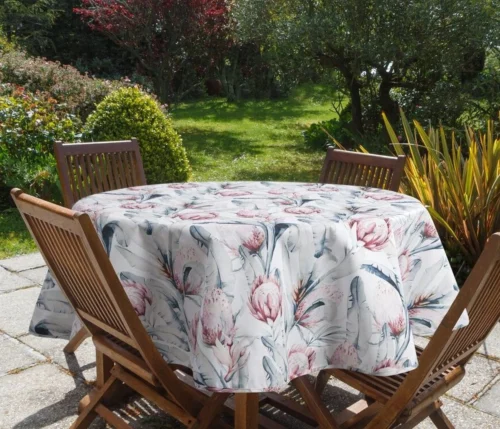 Runde wasserfeste Tischdecke für Terrasse Balkon Pavillon OKP04-1